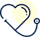 Icon of a stethoscope that makes a heart.