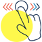 An icon of a finger swiping.